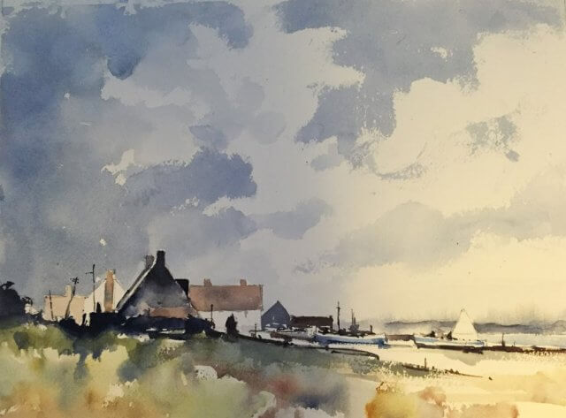 Watercolor landscape after Seago by Michele Clamp