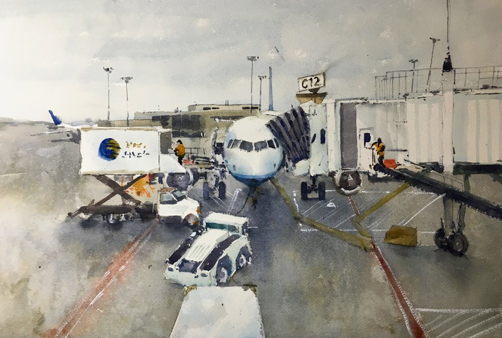 Airport Drawing Michele Clamp Watercolor