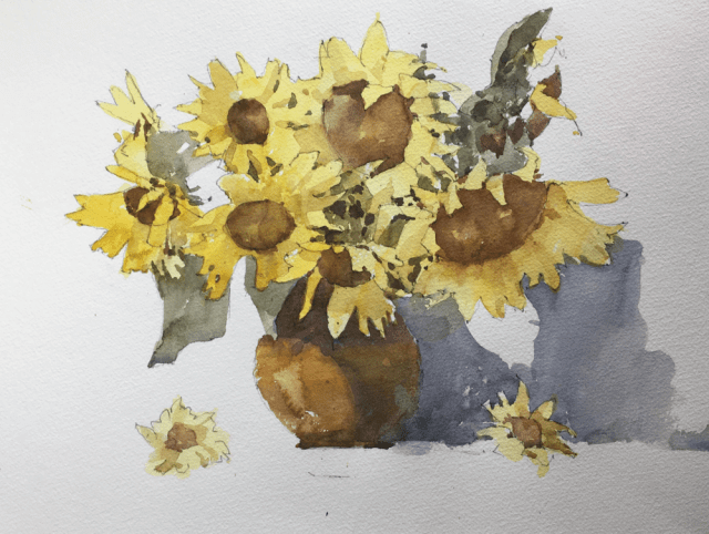 Sunflower watercolor painting by Michele Clamp