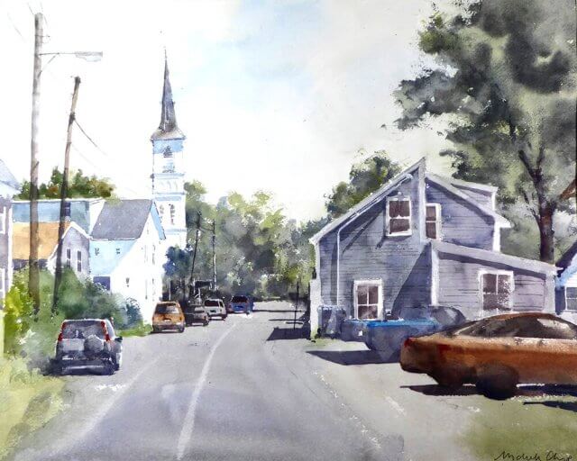Rockport watercolor painting by Michele Clamp