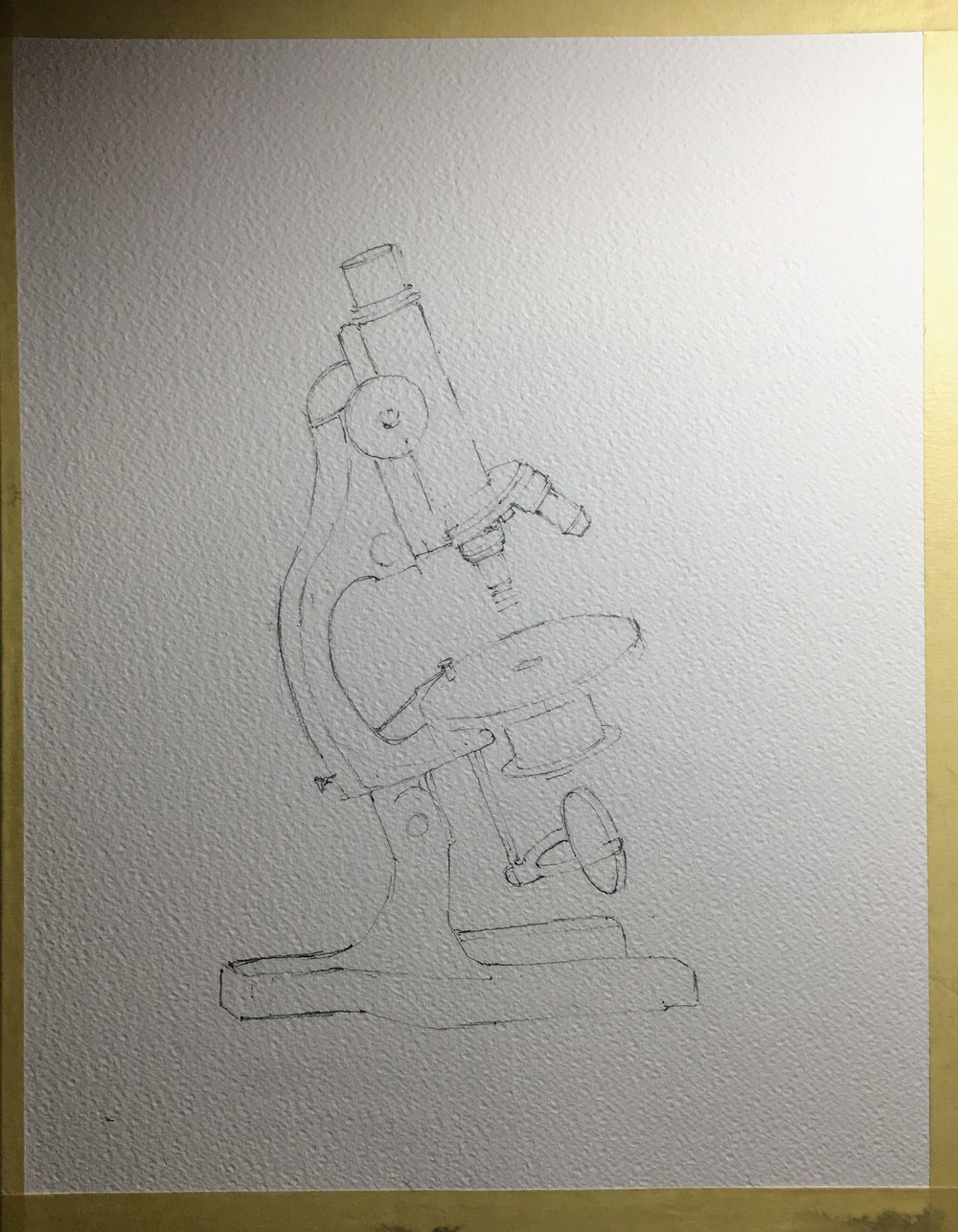 The initial drawing. Fairly tight as I knew things would get a lot looser when the paint started flowing.