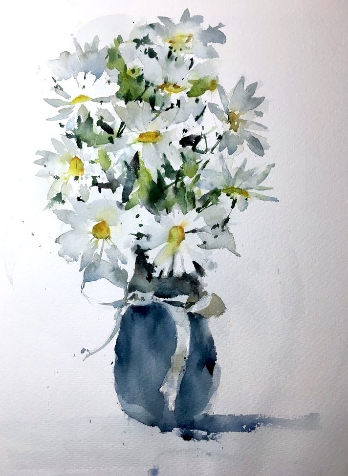 Daisies ORIGINAL MATTED newest Watercolor Free Shipping