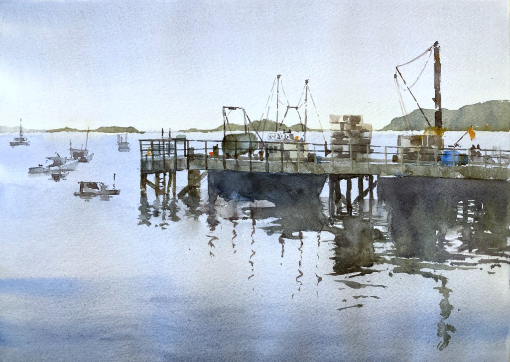 New England Coast Watercolor Painting