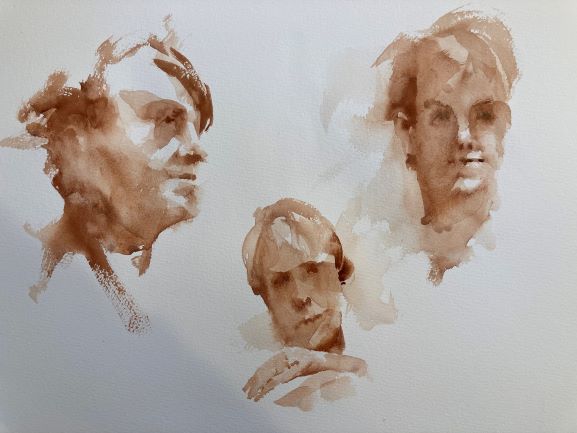Watercolor portrait sketches by Michele Clamp