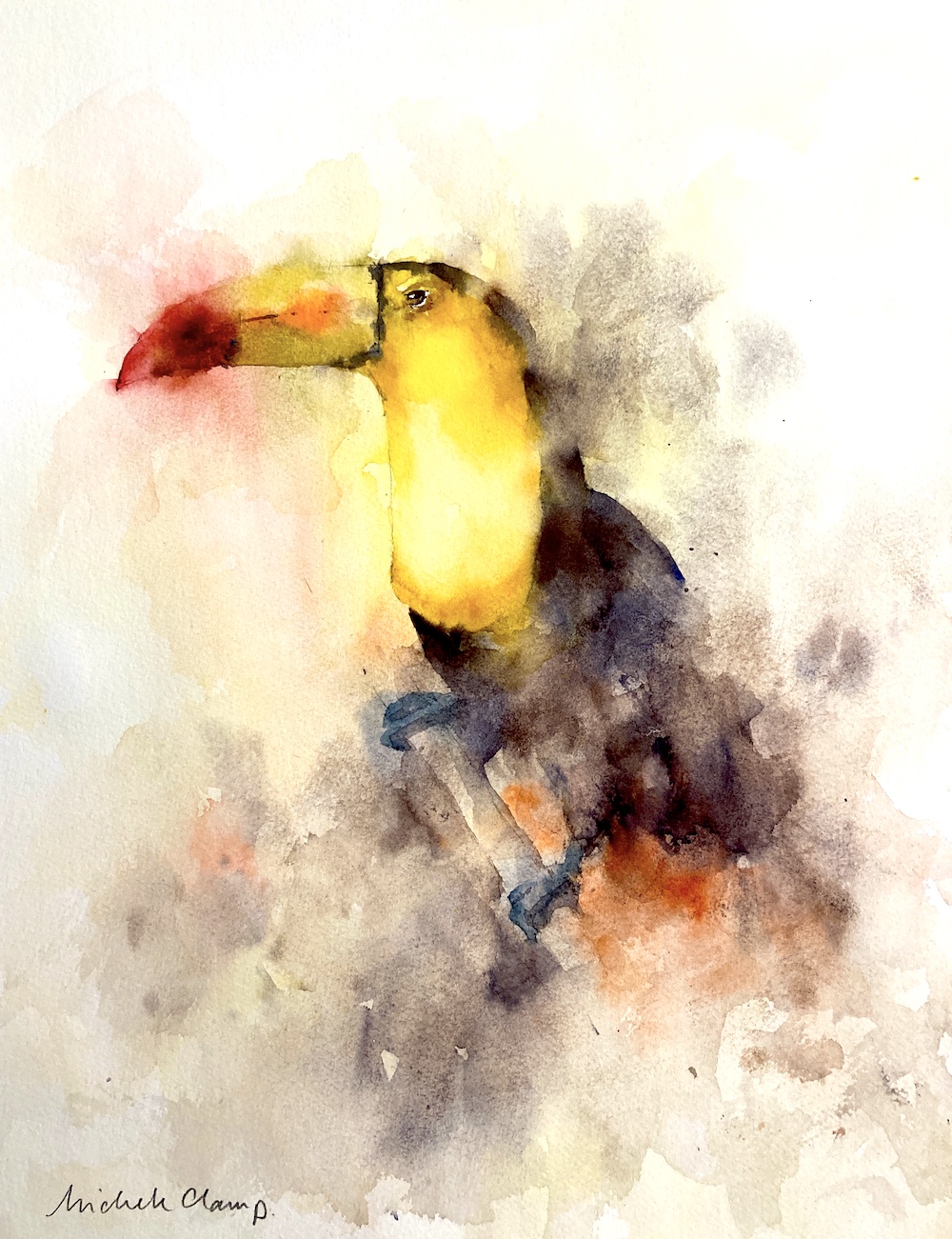 Watercolor toucan painting by Michele Clamp