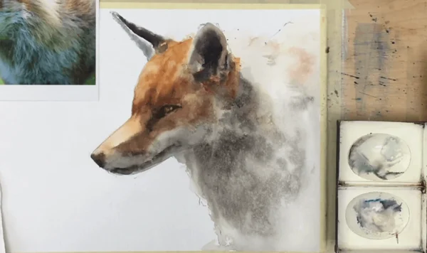 fox watercolor by Michele Clamp