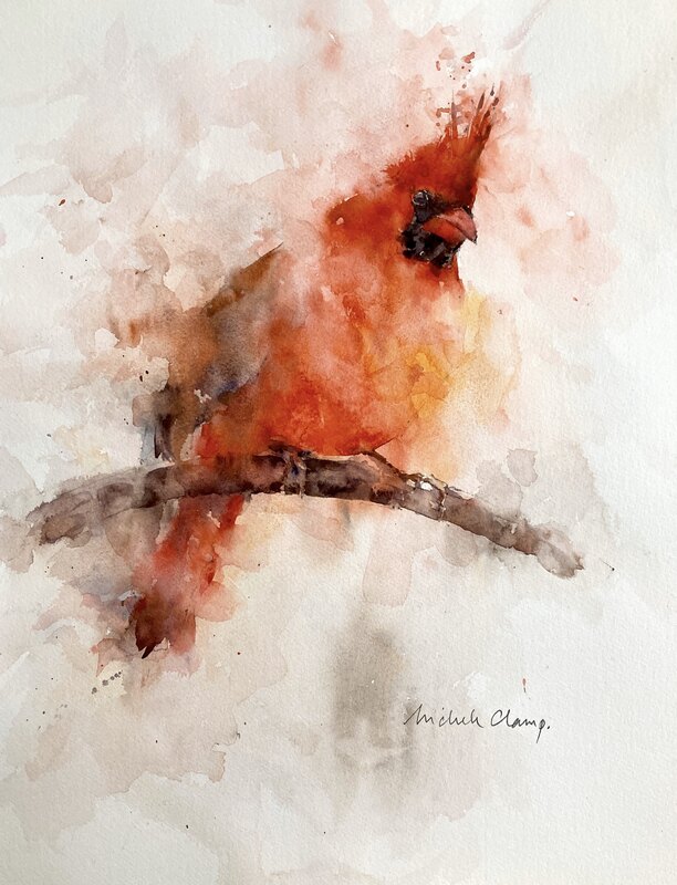 Red Cardinal Original Watercolor Painting