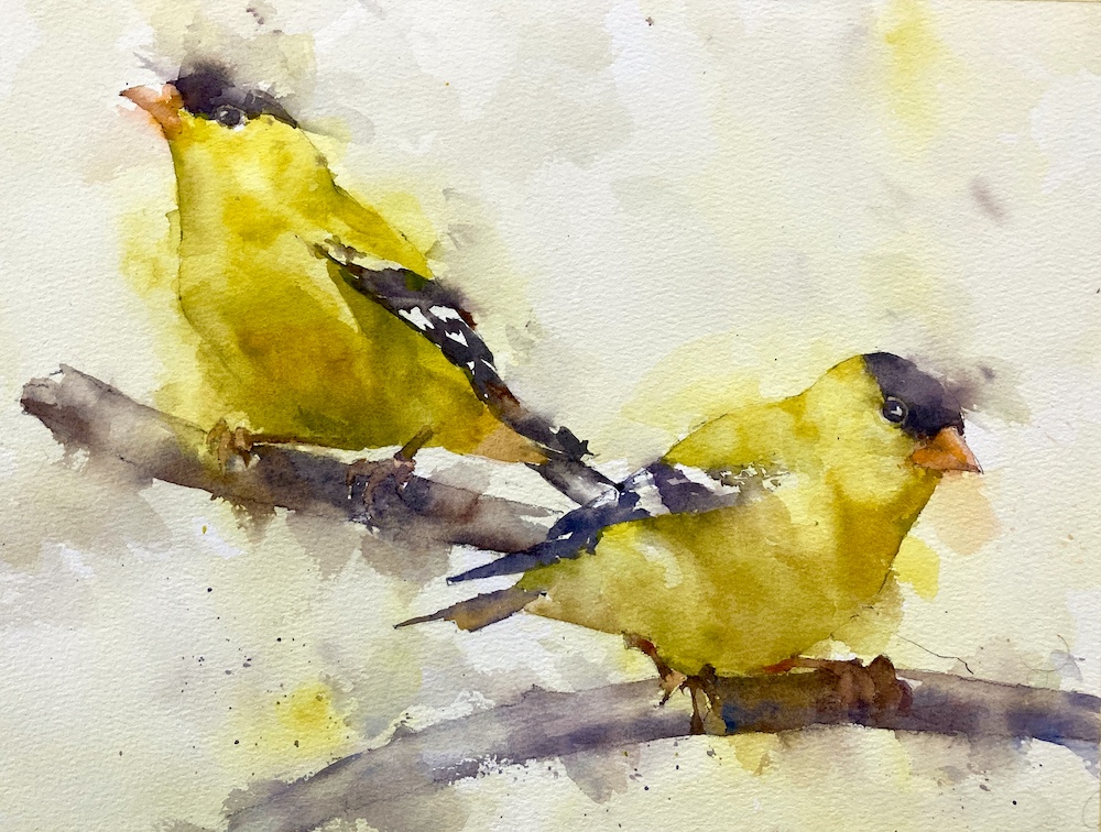 Goldfinches Original Watercolor Painting
