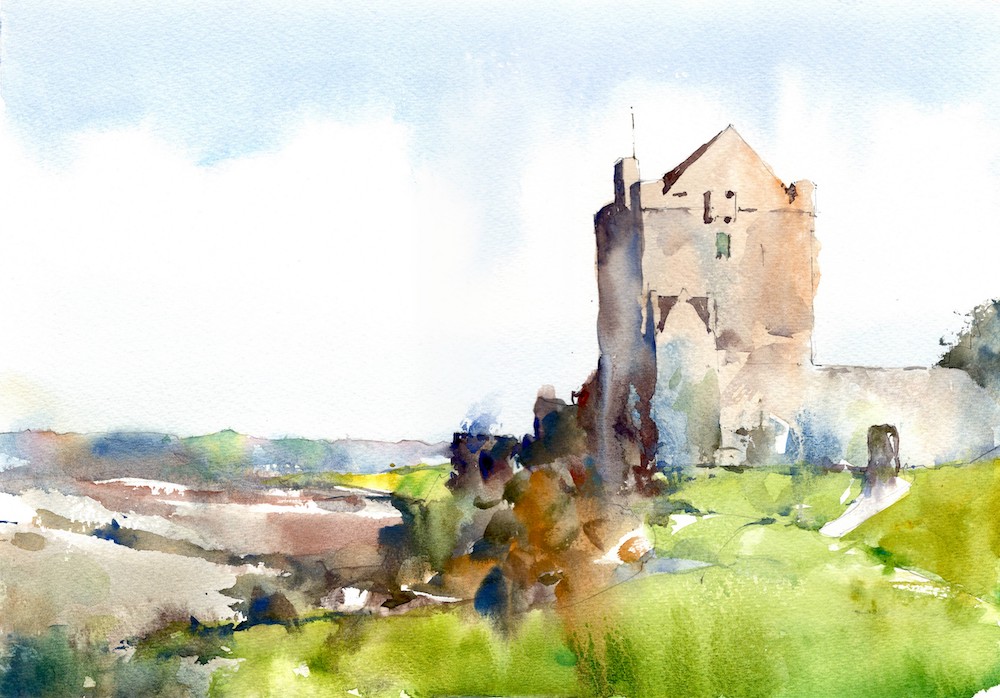 Dunguaire Castle Original Watercolor Painting