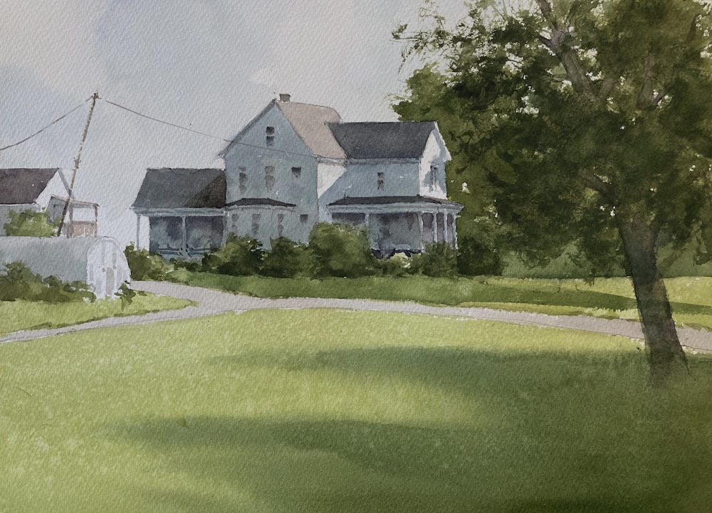 New England Farm Original Watercolor Painting