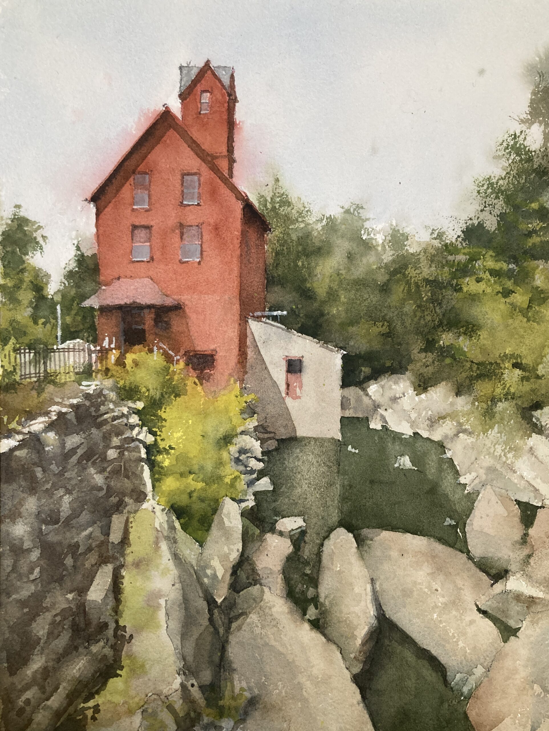 Red Mill Jericho VT Watercolor Painting