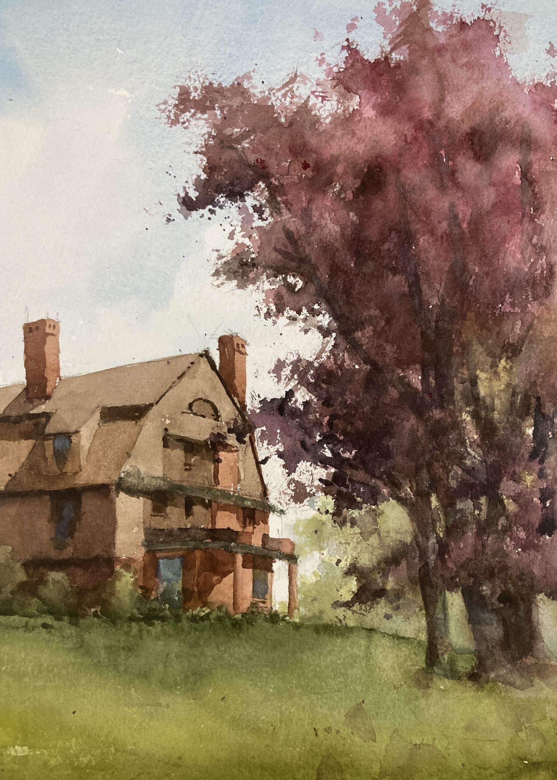 The Case House, Weston MA Watercolor Painting